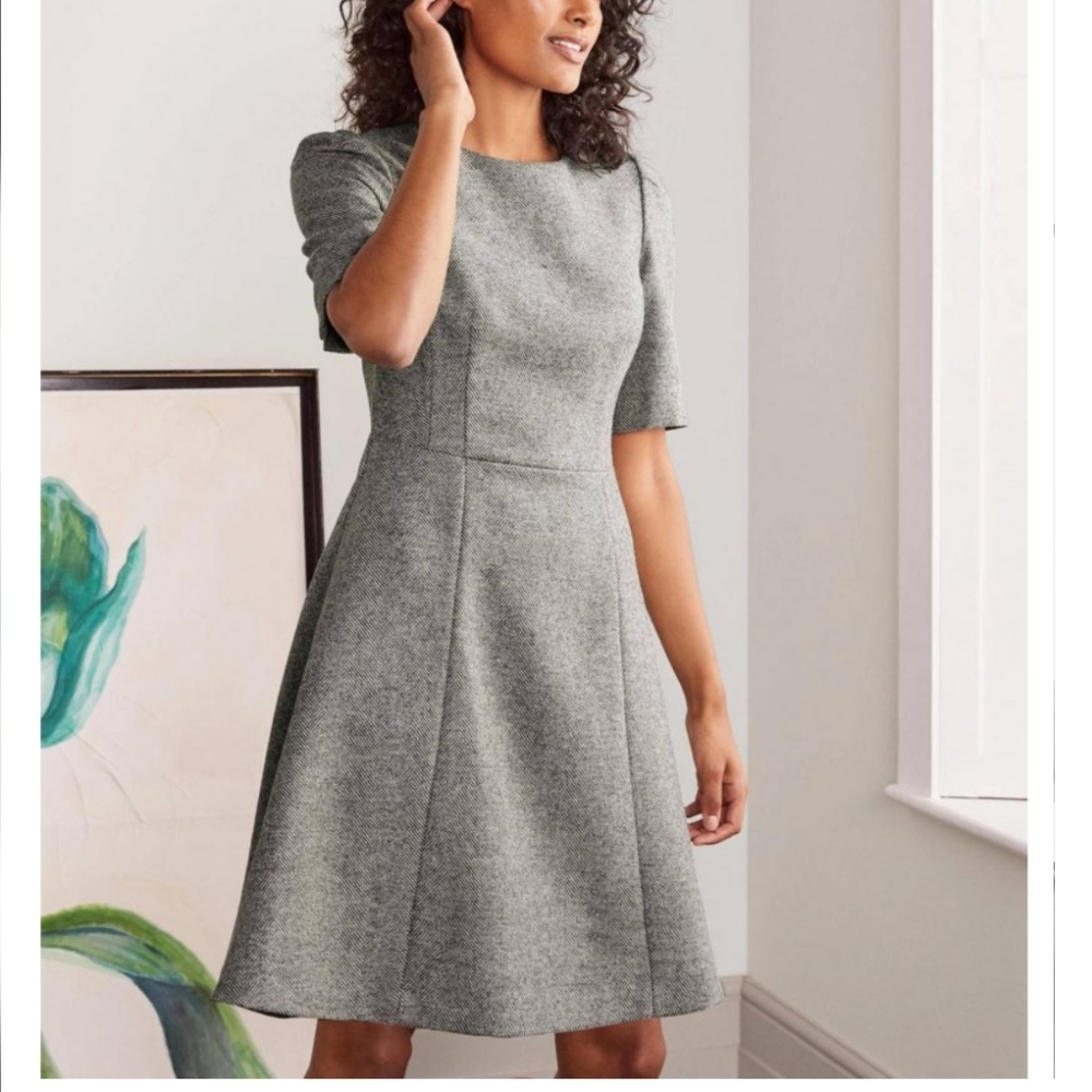Boden* NWT* Heritage British Tweed Herringbone Skater Dress* Size 14R (US)
